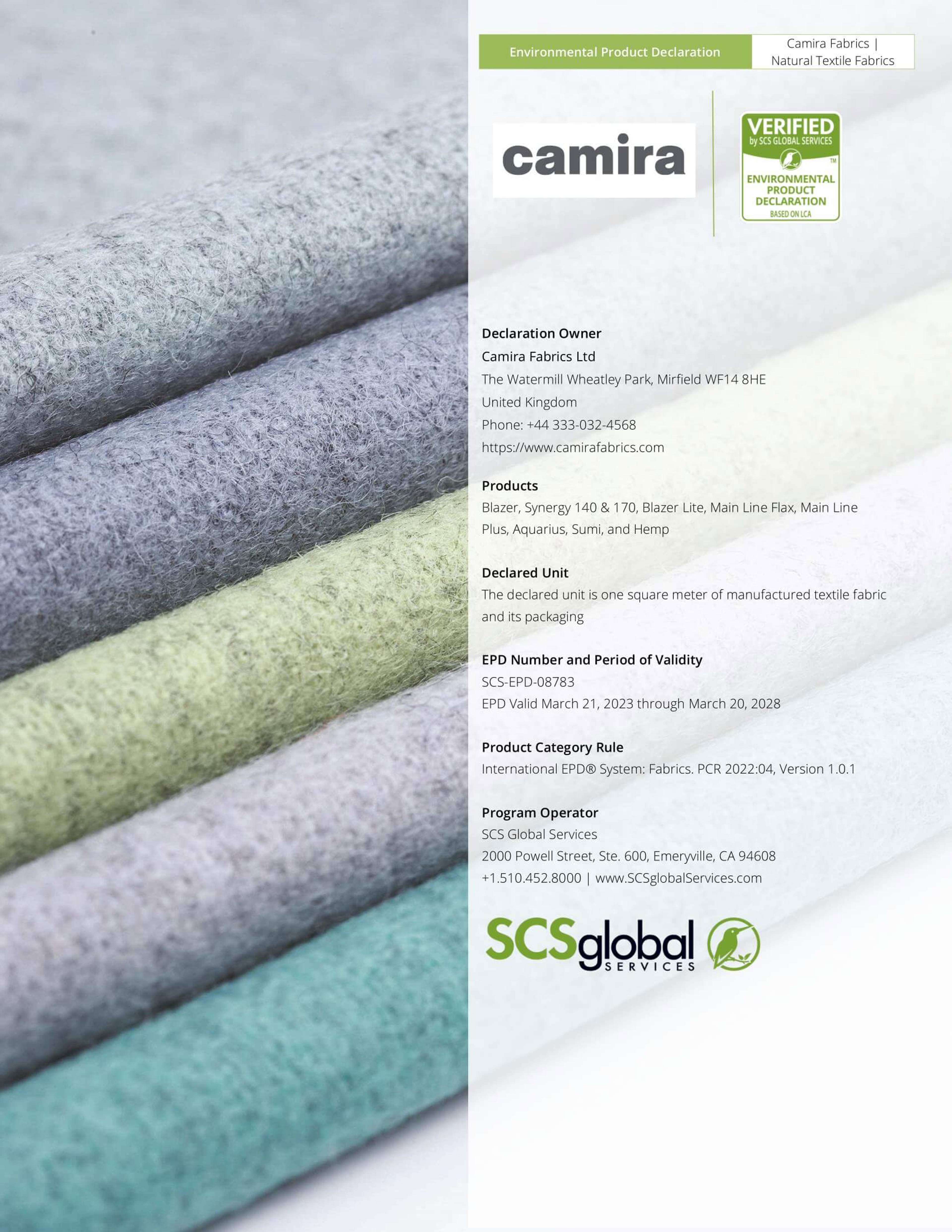 SCS EPD 08783 Camirafabrics Naturalfabrics 032123 Website