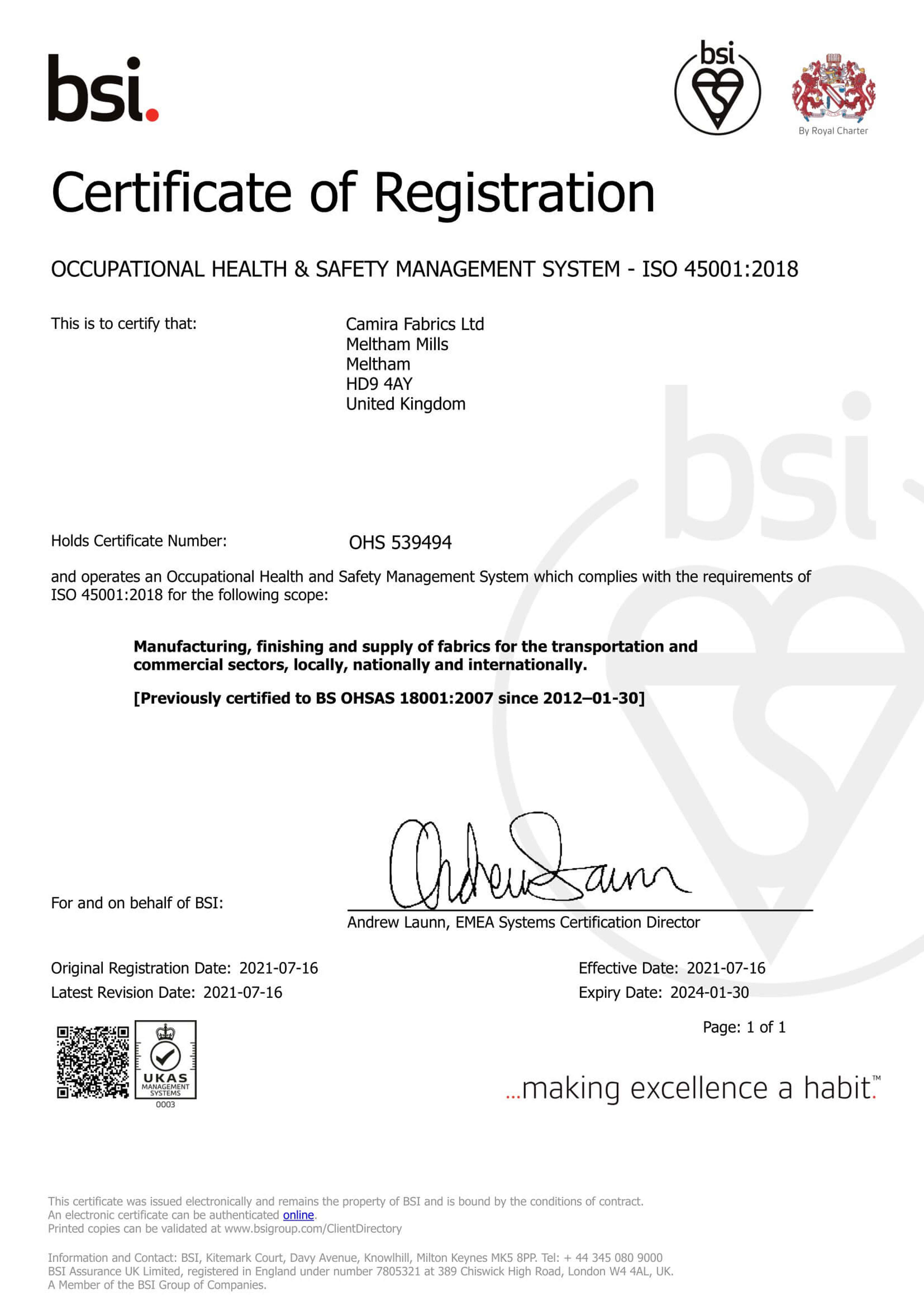 BSI ISO 45001 2021 2024