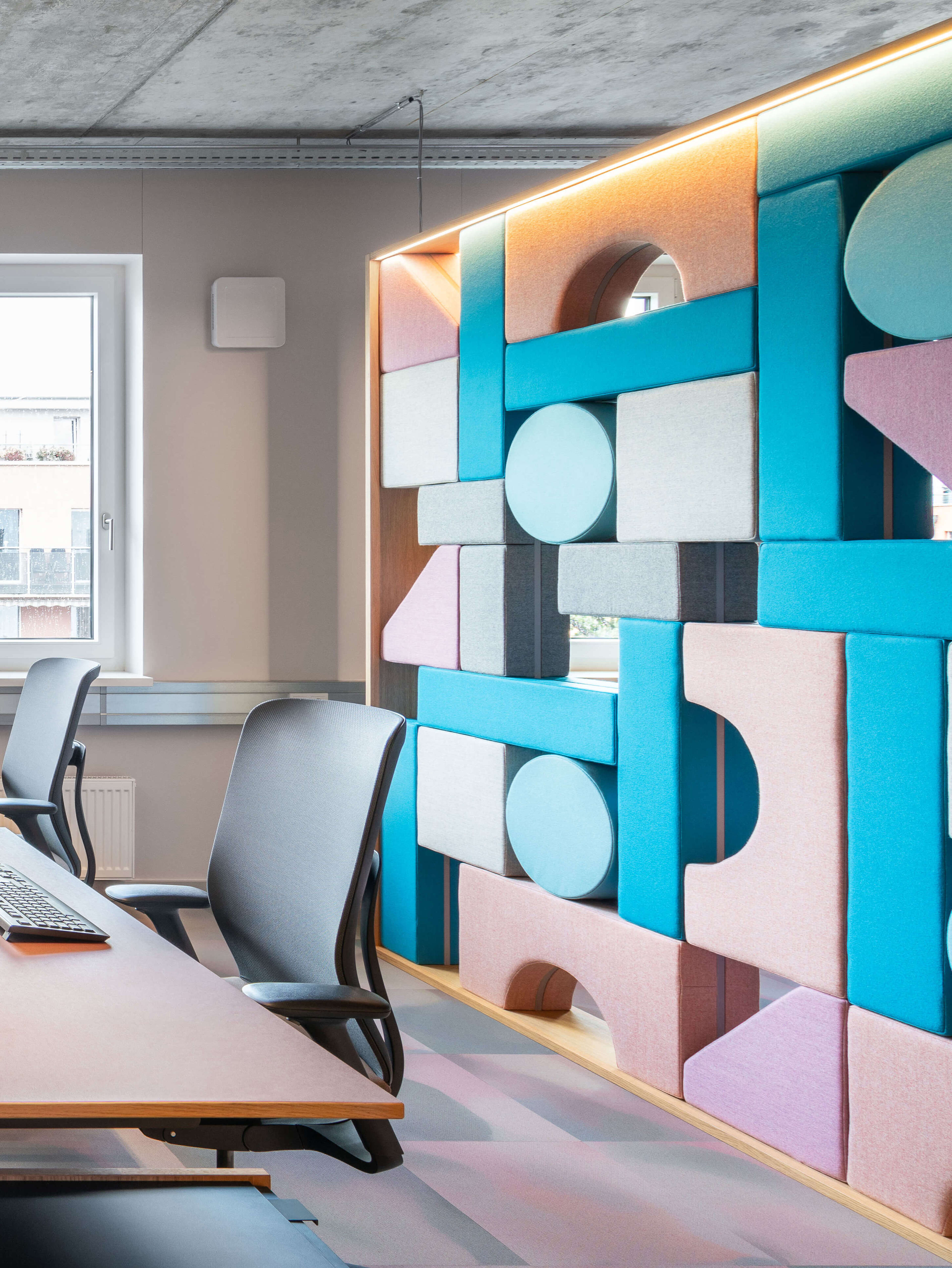 Acoustic fabric panel in a stylish workspace